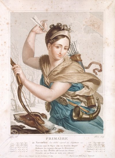 Frimaire (November-Dezember), dritter Monat des Republikanischen Kalenders, graviert von Tresca, um 1794 von Louis Lafitte